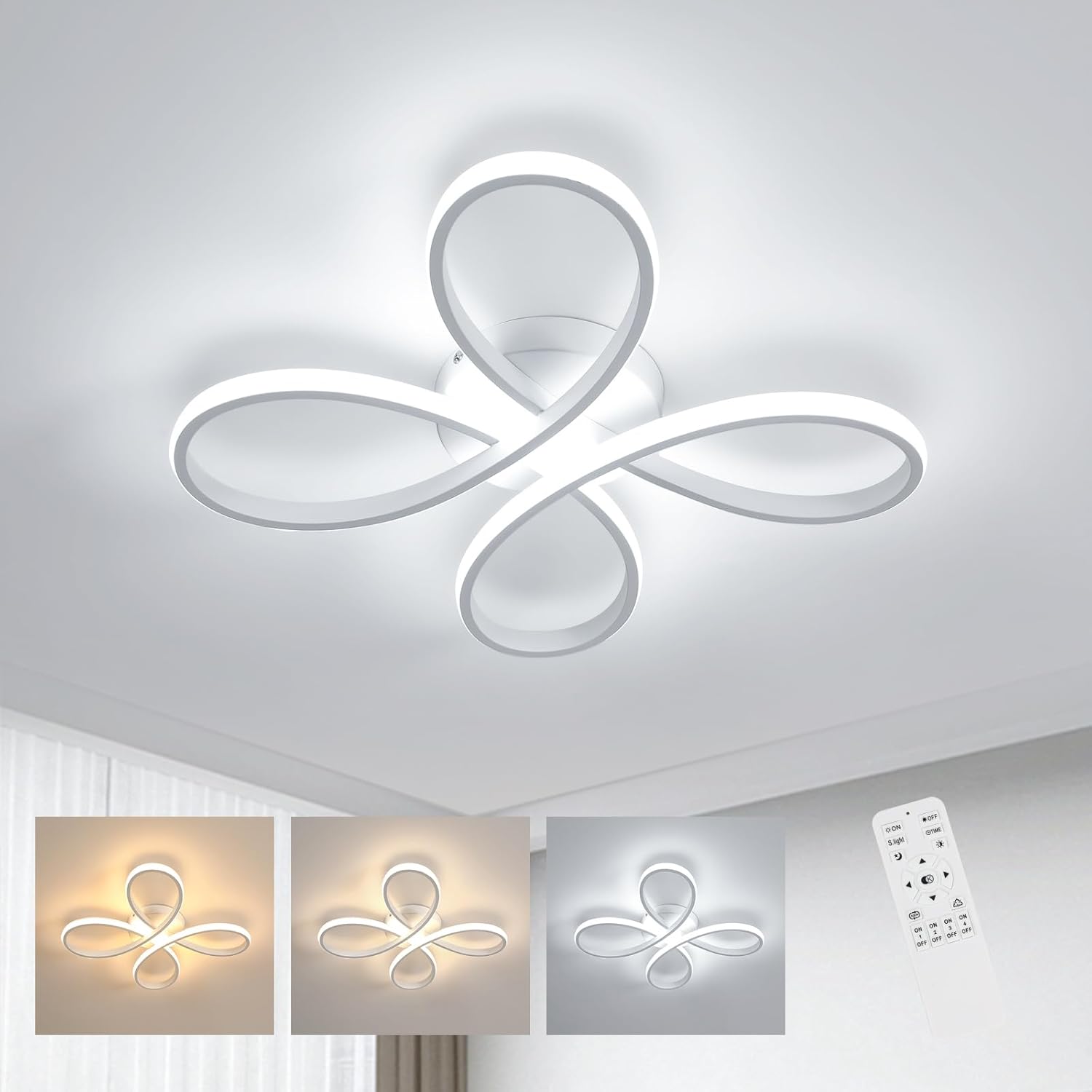 Ceiling Light - White Aluminium Frame, Tunable and Dimmable