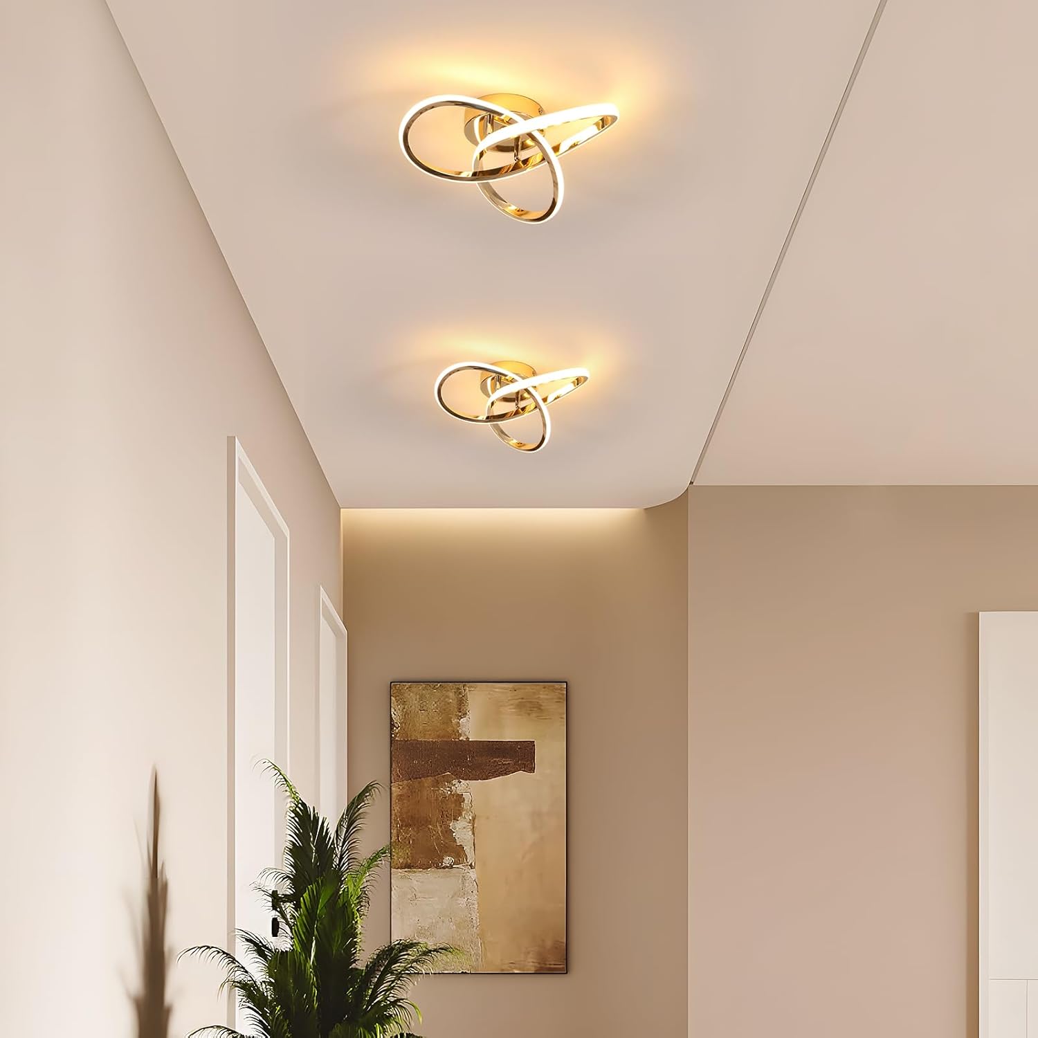 Ceiling Light - Gold Aluminium Frame, Warm Light