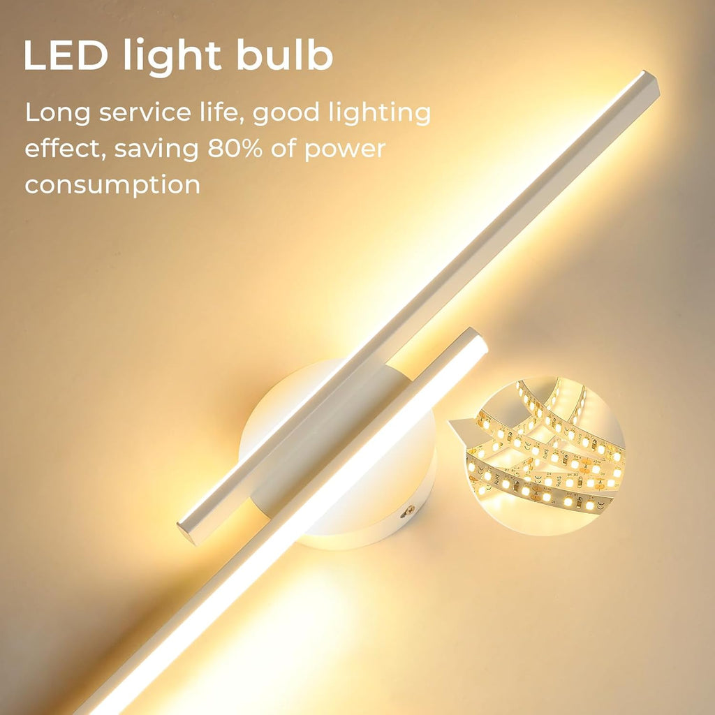 Comely Applique Murale LED Moderne, 24W 2700LM Blanc Applique Murale LED Interieur, Lampe Murale LED 60CM Pour Chambre, Salon, Alle à manger, Couloir, Escalier, Blanc Chaud 3000K