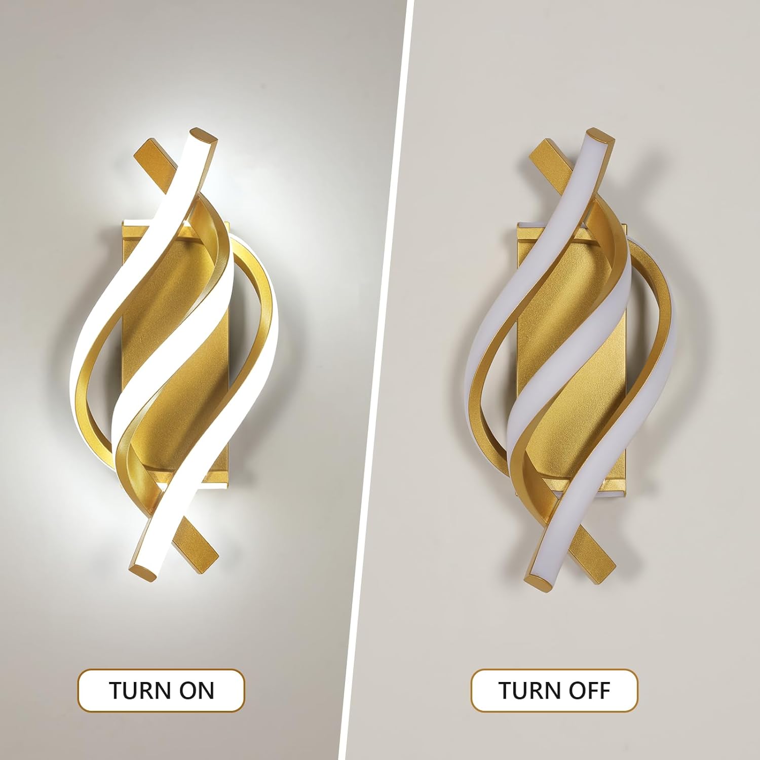 Applique - Telaio in alluminio oro, Luce bianca