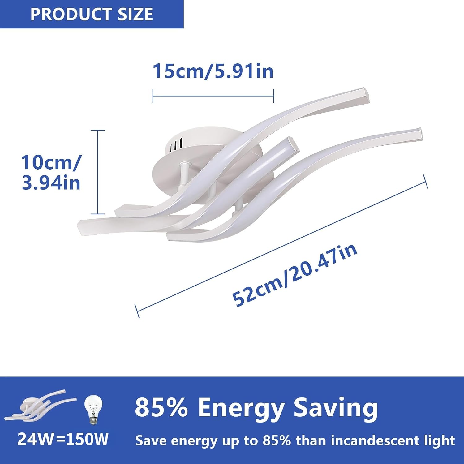 Ceiling Light - White Aluminium Frame, White Light