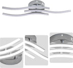 Comely Plafonnier Moderne, Argenté Elégant 3 Forme de Vague Luminaire Plafonnier Blanc Froid 6500k, Lampe LED Plafond pour Salon, Chambre à Coucher, Cuisine et Salle à Manger

