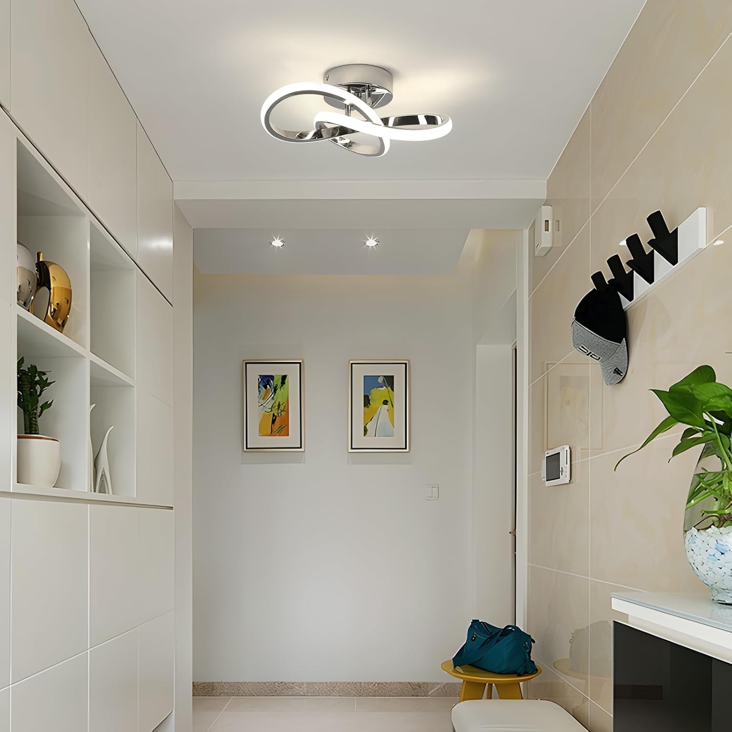 Ceiling Light - Chrome Aluminium Frame, Natural Light