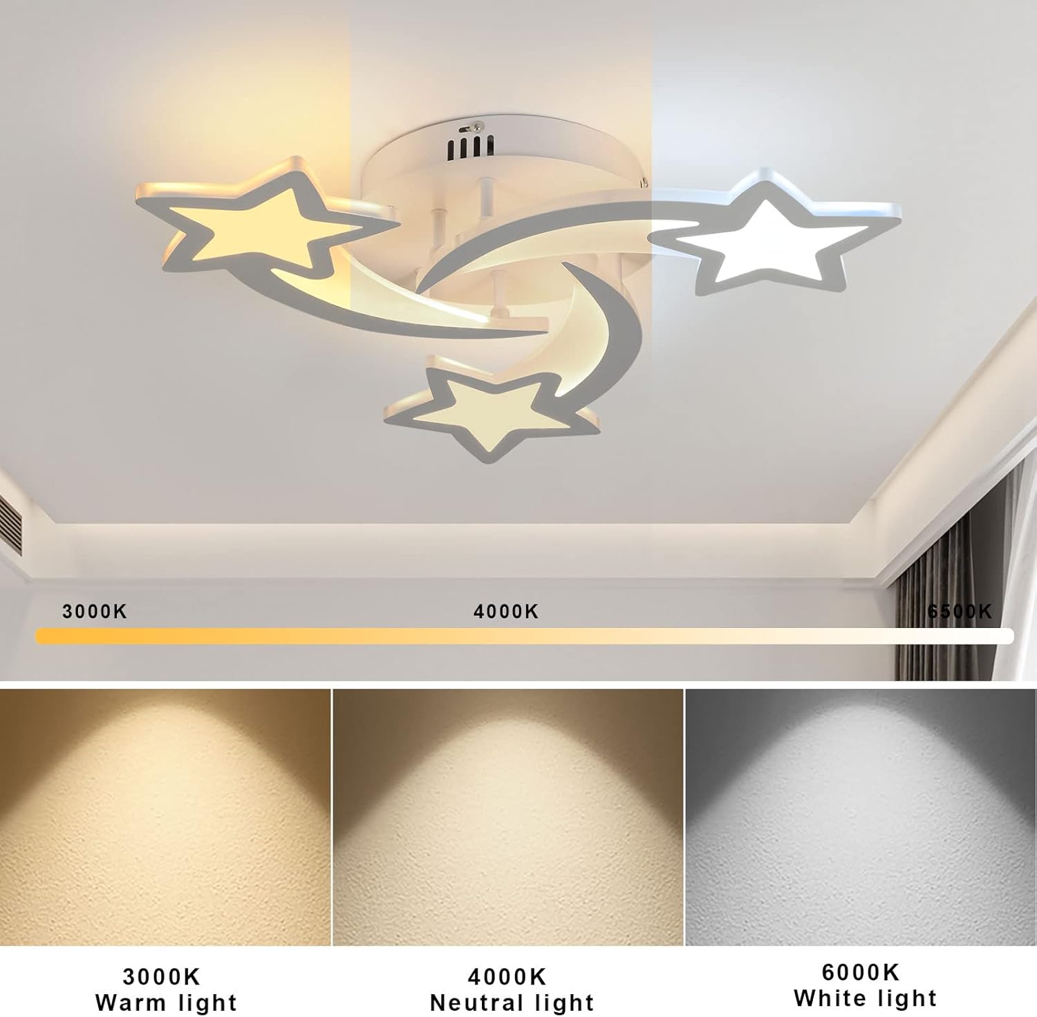 Deckenleuchte – weißer Acrylrahmen, abstimmbar und dimmbar