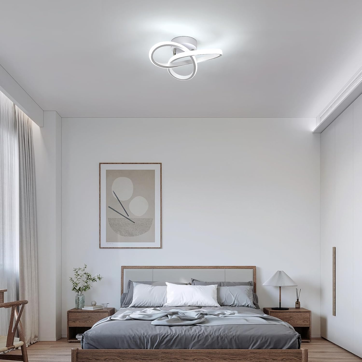 Ceiling Light - White Aluminium Frame, White Light