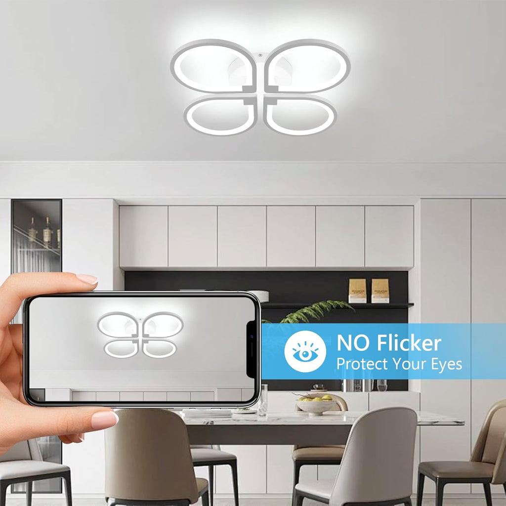 Comely Plafonnier LED Moderne 4 Lampes 57x57x8cm 40W Lumière Blanche 6500K Acrylique Salon Chambre Bureau Couloir Cuisine Éclairage