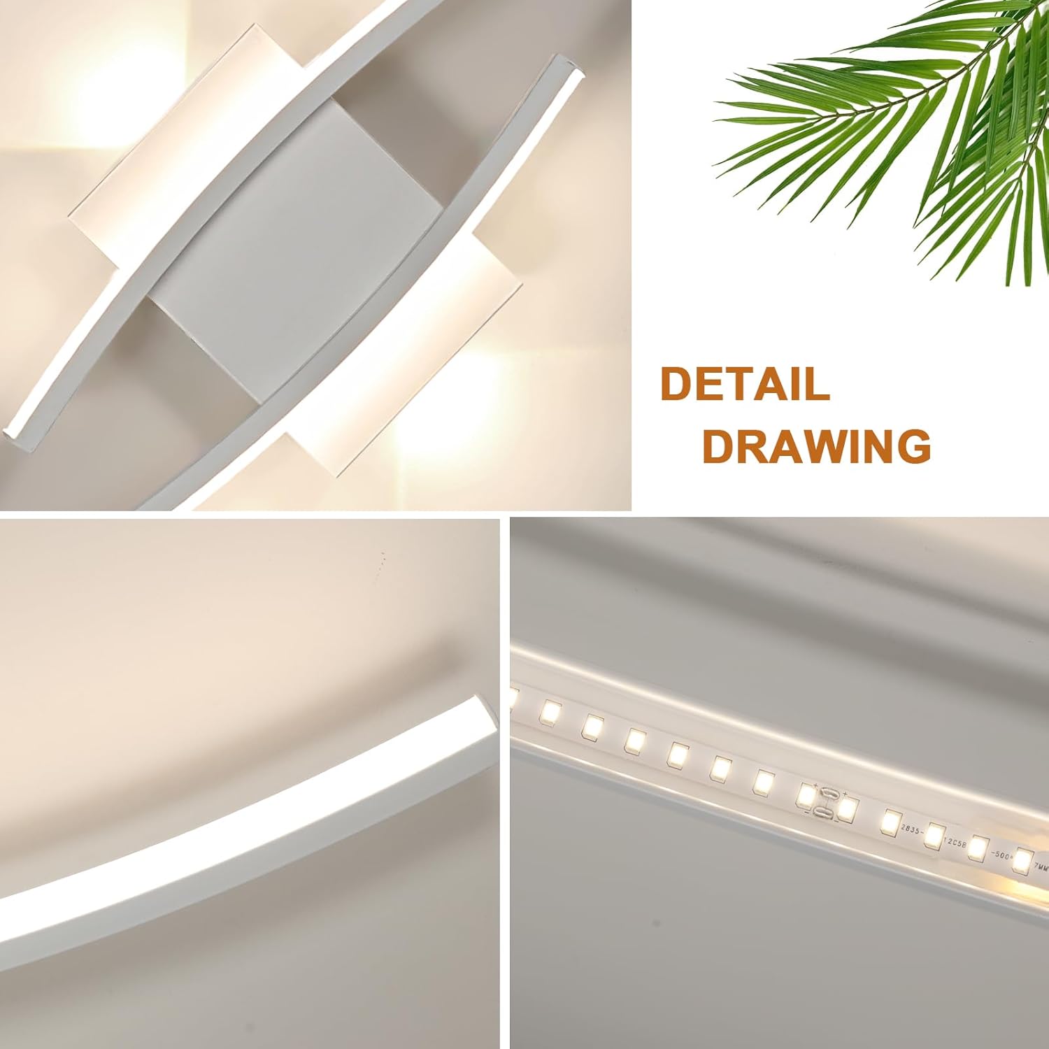 Applique - Telaio in Alluminio Bianco, Luce Naturale