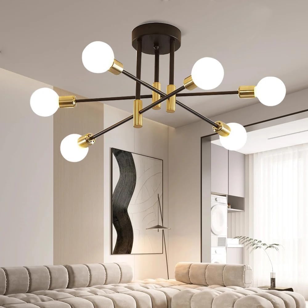 Ceiling Light - Black & Gold Metal Frame