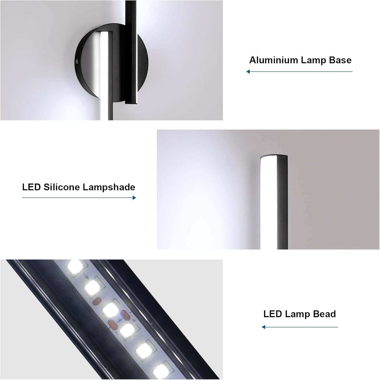 Wall Light - Black Aluminium Frame, White Light