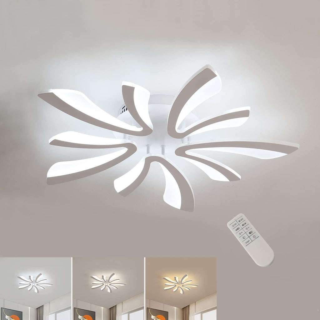 Comely Plafonnier LED Dimmable, Luminaire Plafonnier Salon Télécommande, 48W 5400LM 3000k-6500k Dia 70cm Lampe de Plafond per Chambre Salle à manger, Blanc
