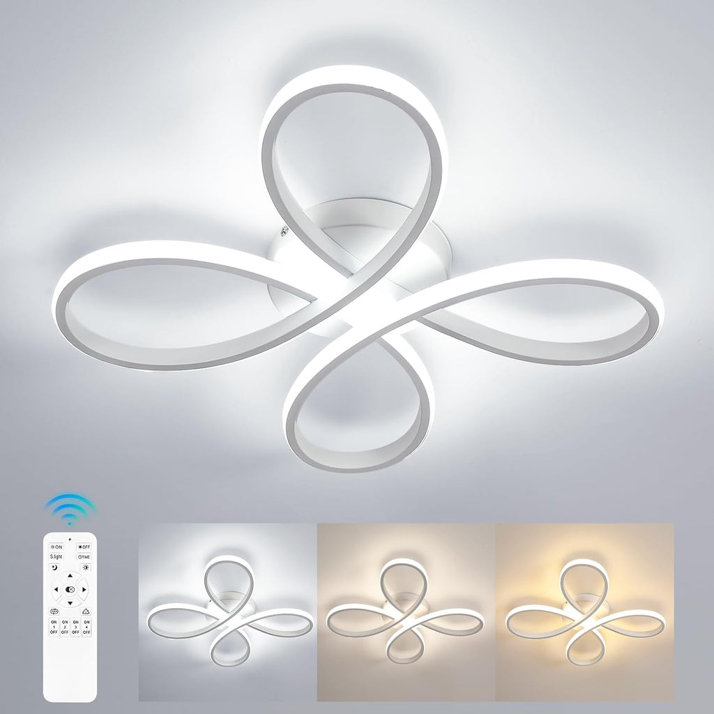 Comely Plafonnier LED Dimmable Moderne, 40W 4500LM 40cm 3000K-6500K, Luminaire Plafonnier Intérieur Forme Fleur avec Télécommande, Blanc Lampe de Plafond LED pour Chambre à Coucher, Salon