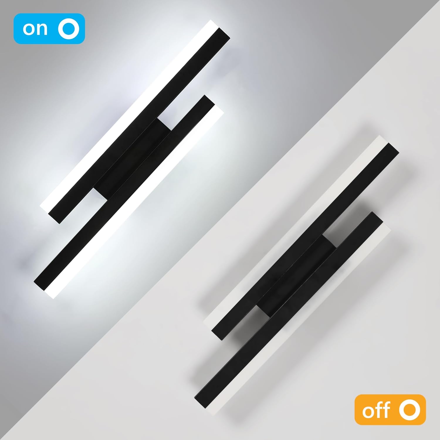 Lampada da parete - Struttura in acrilico nero, luce bianca