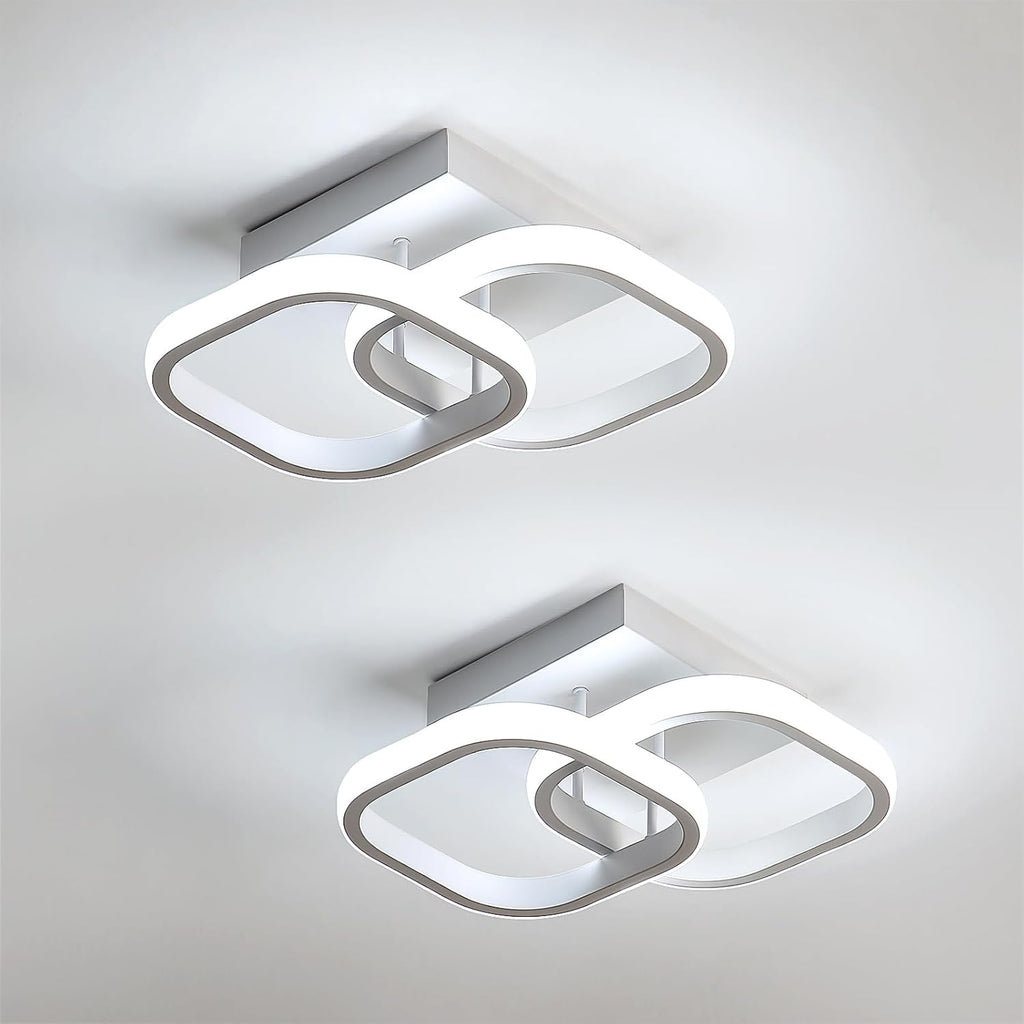 Comely Lot de 2 Plafonniers LED Modernes, 24W 2700LM Petit Plafonnier LED Carré Blanc Froid 6500K Luminaires Intérieur pour Chambre Salon Allée Couloir Balcon Escalier Entrée