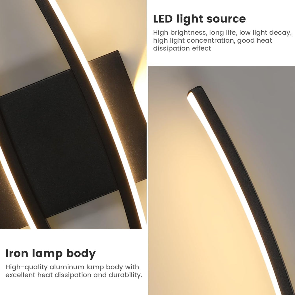 Applique - Telaio in alluminio nero, luce calda