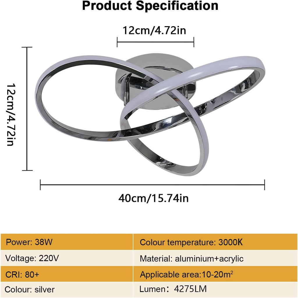 Ceiling Light - Chrome Aluminium Frame, Warm Light