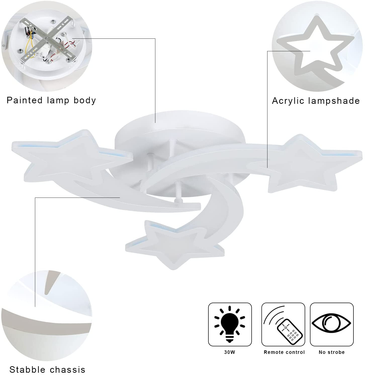 Ceiling Light - White Acrylic Frame, Tunable and Dimmable