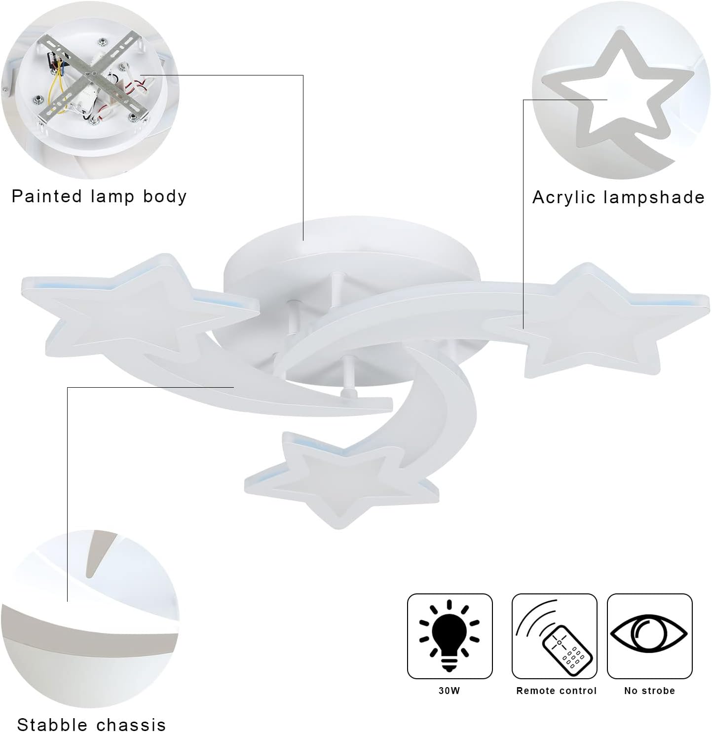 Ceiling Light - White Acrylic Frame, Warm Light