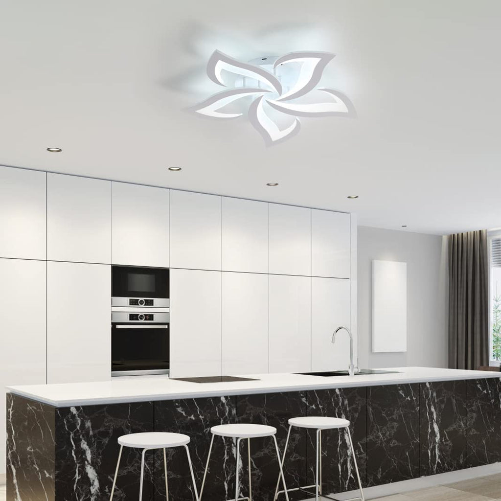 Comely Plafonnier LED, Luminaire Plafonnier 60W 6750LM, Lampe de Plafond Moderne de Pétale pour Salon Chambre Cuisine Salle à Manger, Blanc Froid 6500K, Dia 60cm
