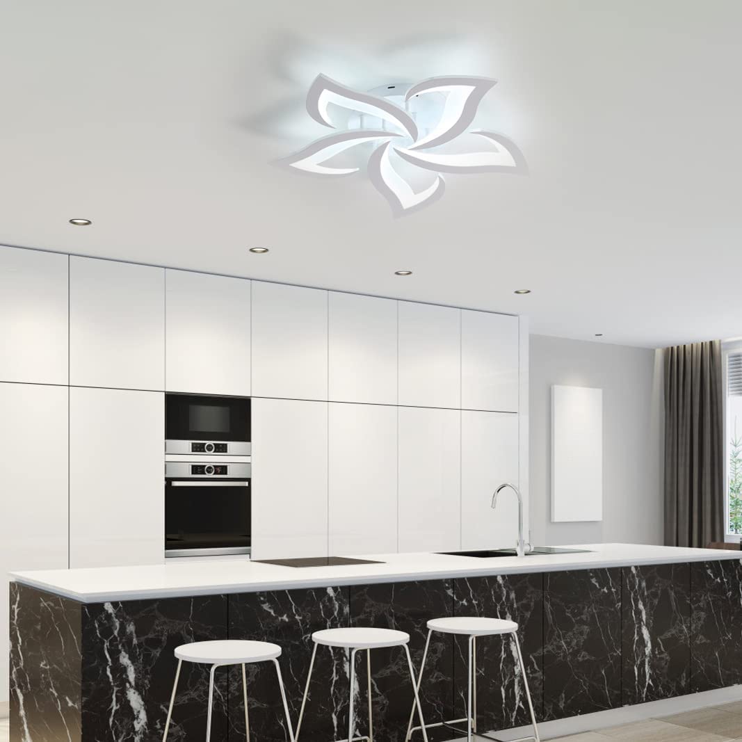 Comely Plafonnier LED, Luminaire Plafonnier 60W 6750LM, Lampe de Plafond Moderne de Pétale pour Salon Chambre Cuisine Salle à Manger, Blanc Froid 6500K, Dia 60cm