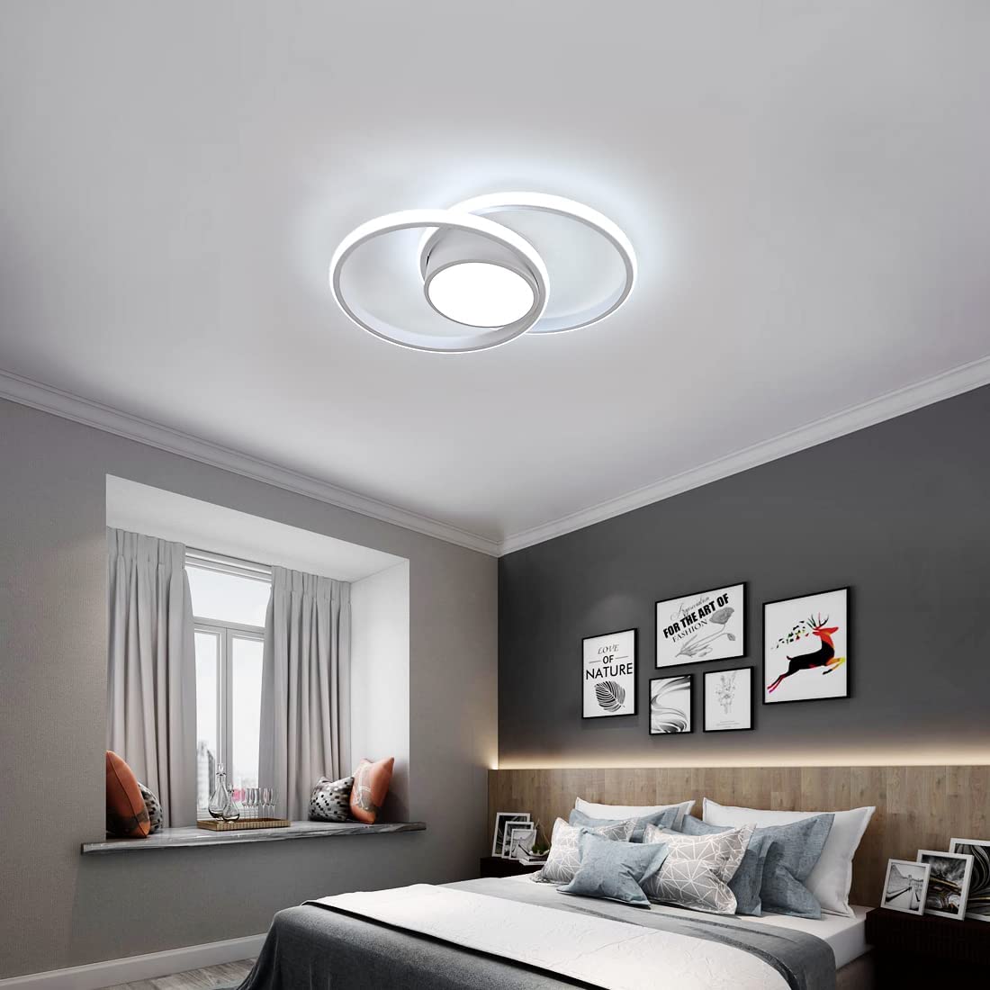 Ceiling Light - White Metal Frame, White Light