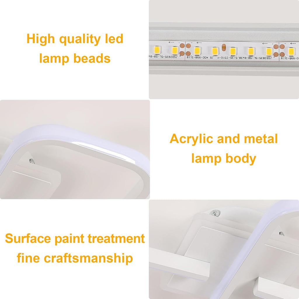 Comely Plafonnier LED Carré Moderne, 36W 4050LM 40.5cm Lampe de Plafond LED, Acrylique Luminaire Plafonnier Intérieur Blanc pour Chambre à Coucher, Salon, Couloir, Lumière Chaude 3000K