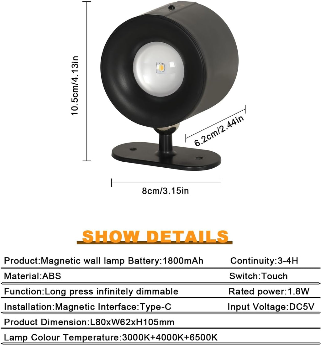 Wall Light - Black Plastic Frame, Tunable and Dimmable