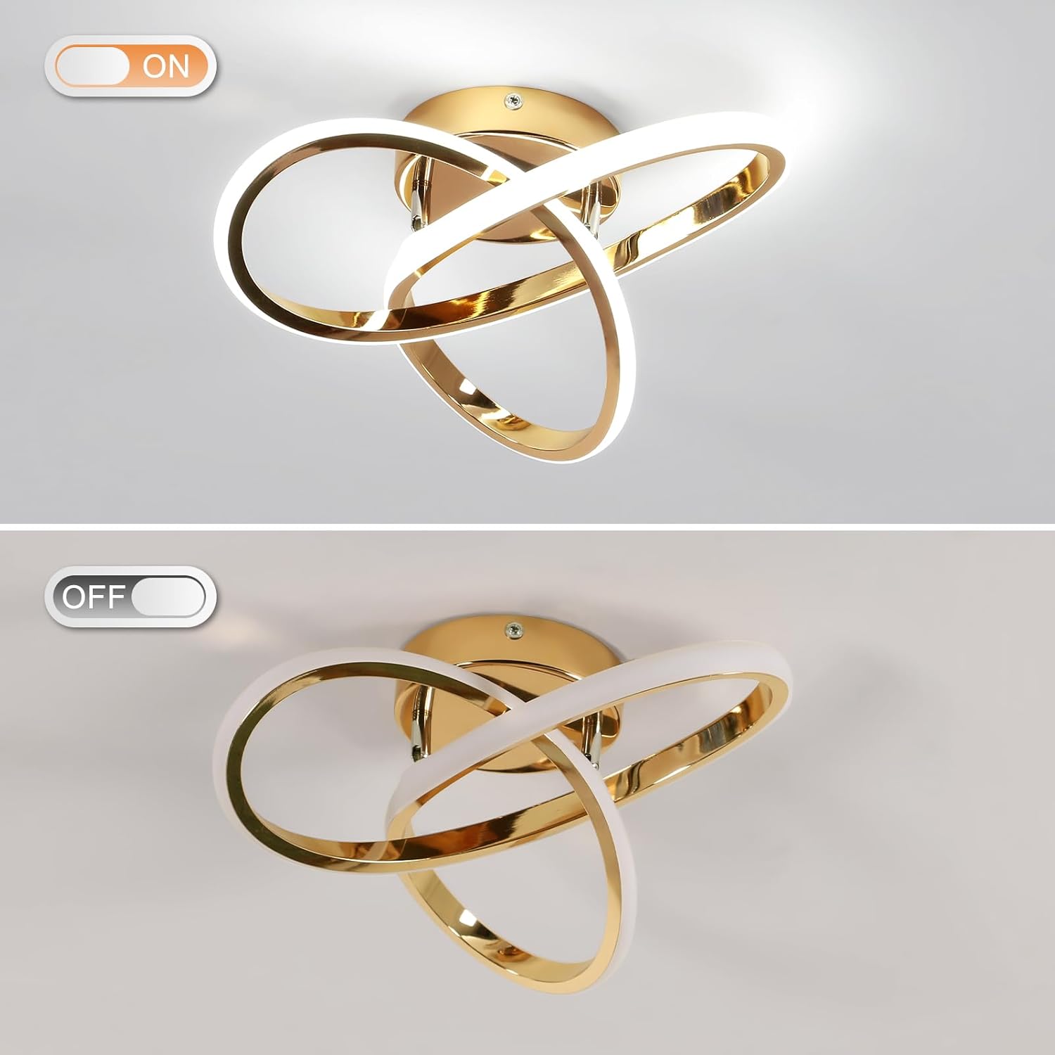 Ceiling Light - Gold Aluminium Frame, White Light