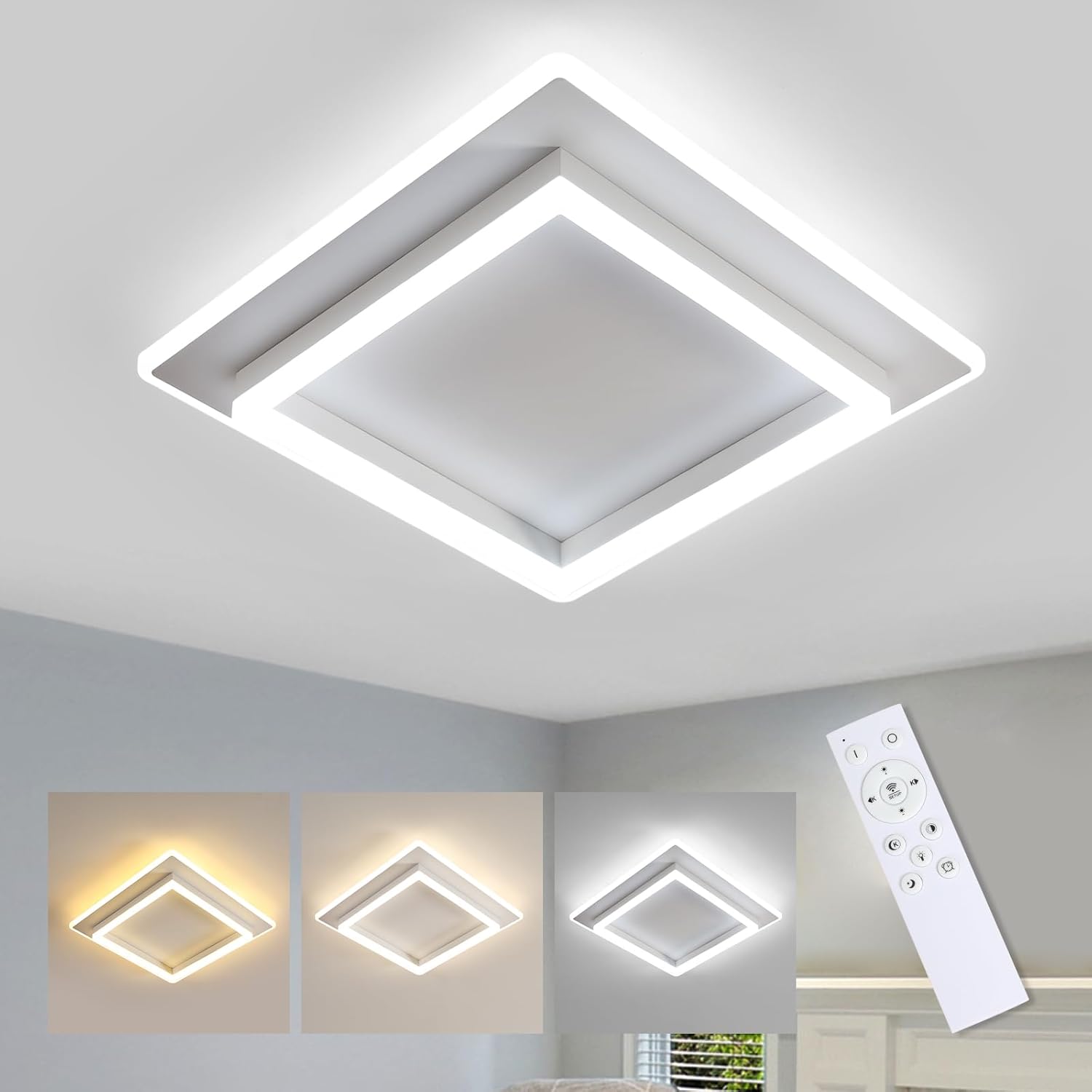 Ceiling Light - White Acrylic Frame, Tunable and Dimmable