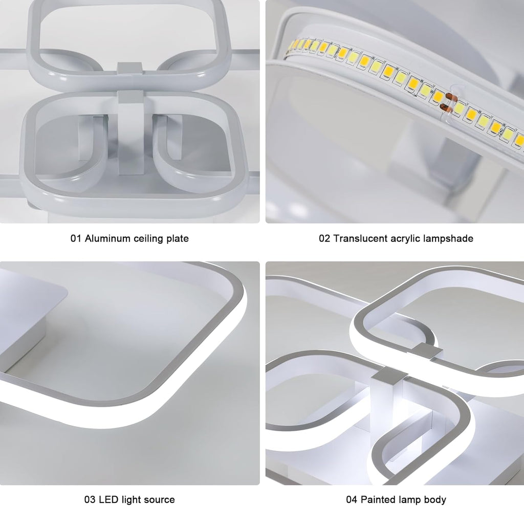 Deckenleuchte - Weißer Aluminiumrahmen, Farbtemperatur und Helligkeit einstellbar