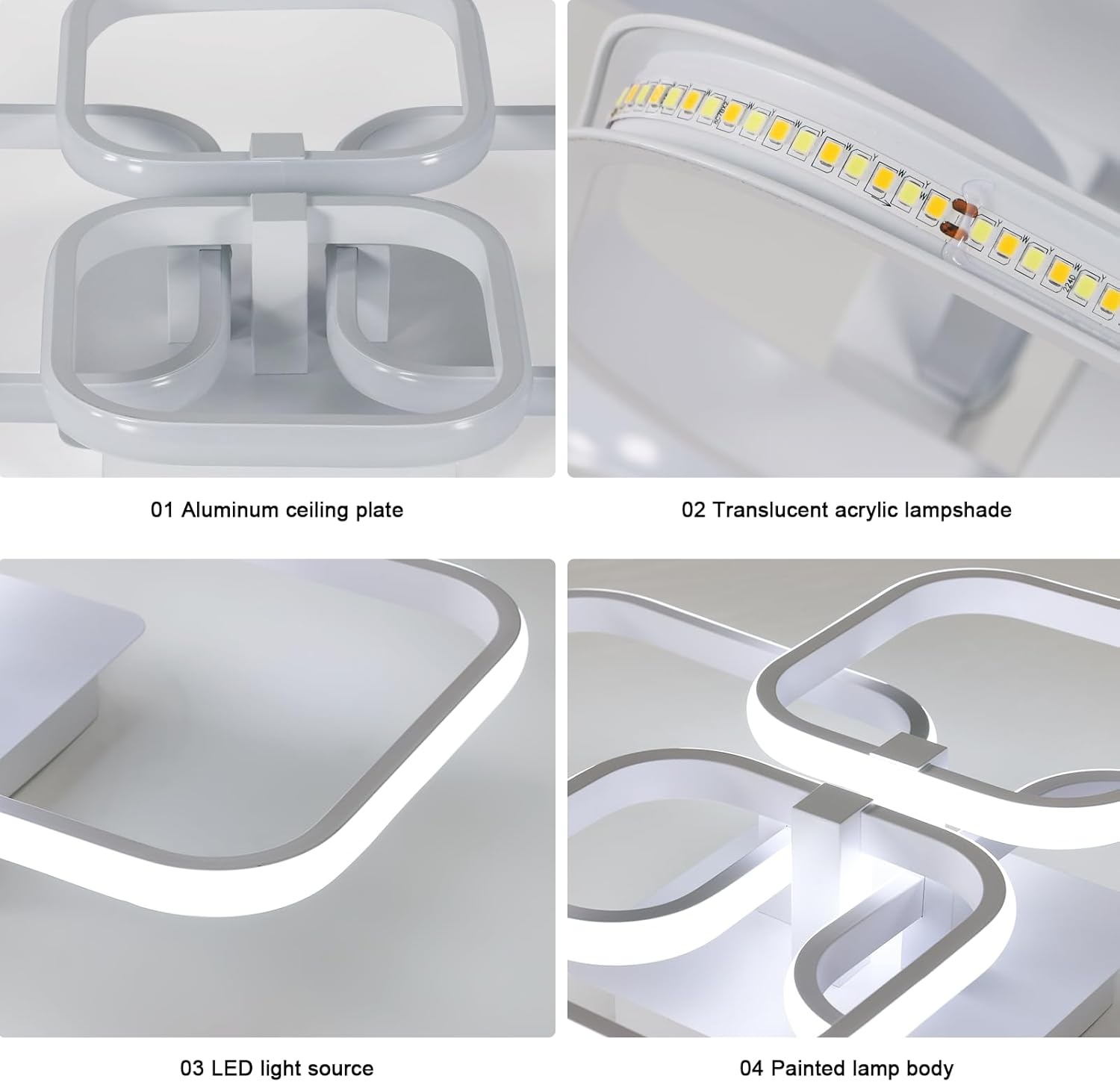Deckenleuchte - Weißer Aluminiumrahmen, Farbtemperatur und Helligkeit einstellbar