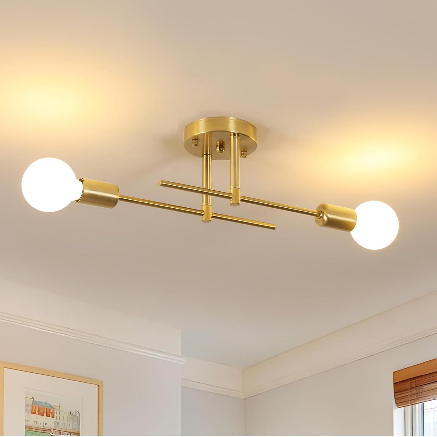 Ceiling Light - Gold Metal Frame