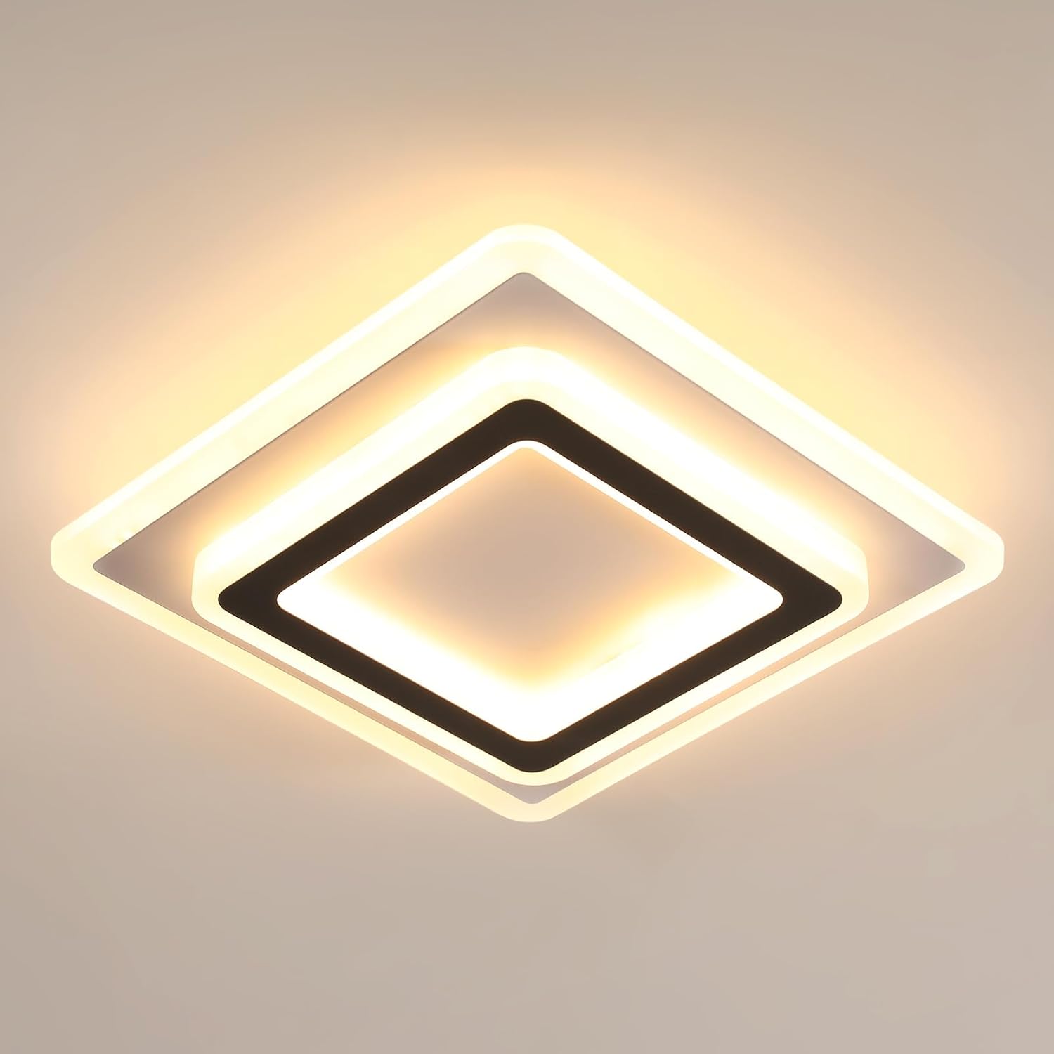 Ceiling Light - Black & White Acrylic Frame, Warm Light
