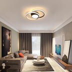 Ceiling Light - Black & White Metal Frame, Warm Light