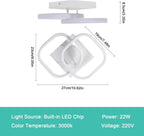 Comely Lot de 2 Plafonniers LED Modernes, 24W 2700LM Petit Plafonnier LED Carré Luminaires Intérieur pour Chambre Salon Allée Couloir Balcon, Lumière Chaude 3000K, Blanc 24cm