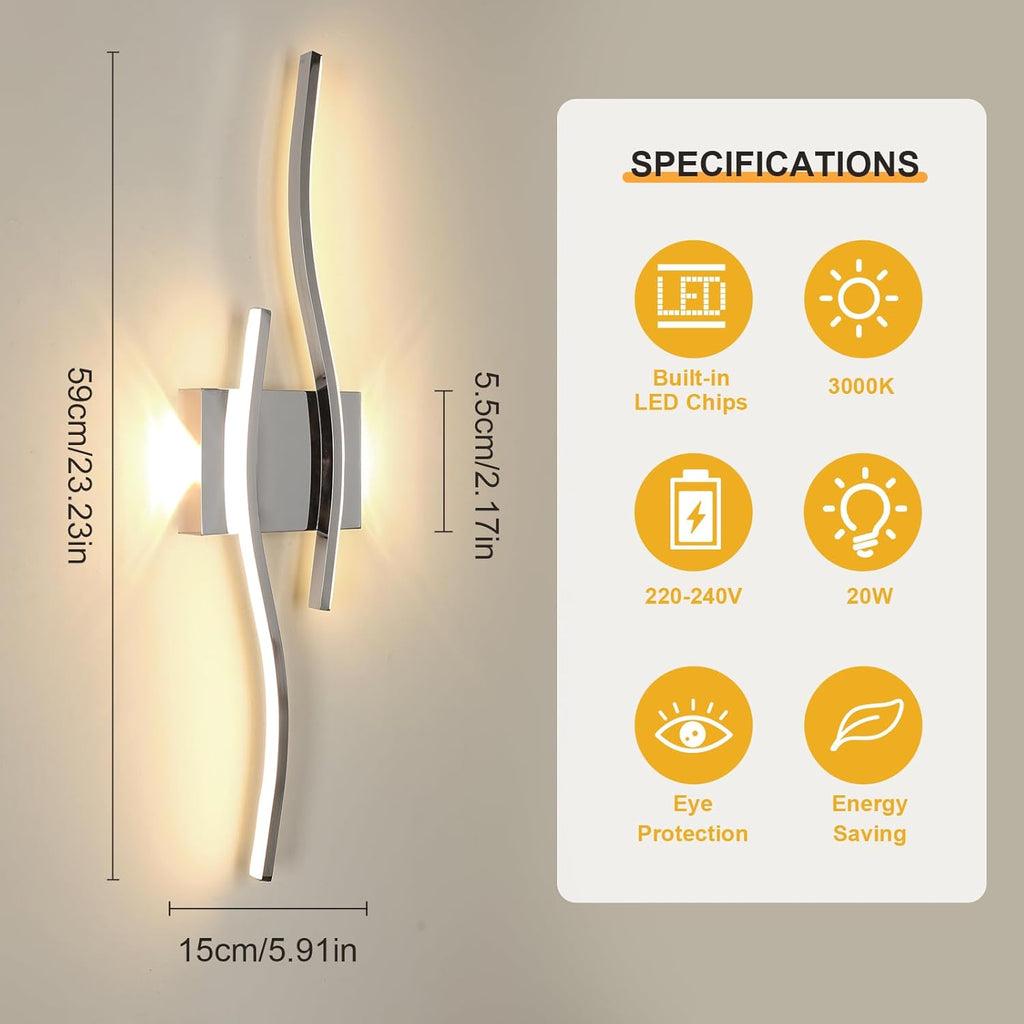 Wall Light - White Aluminium Frame, Warm Light