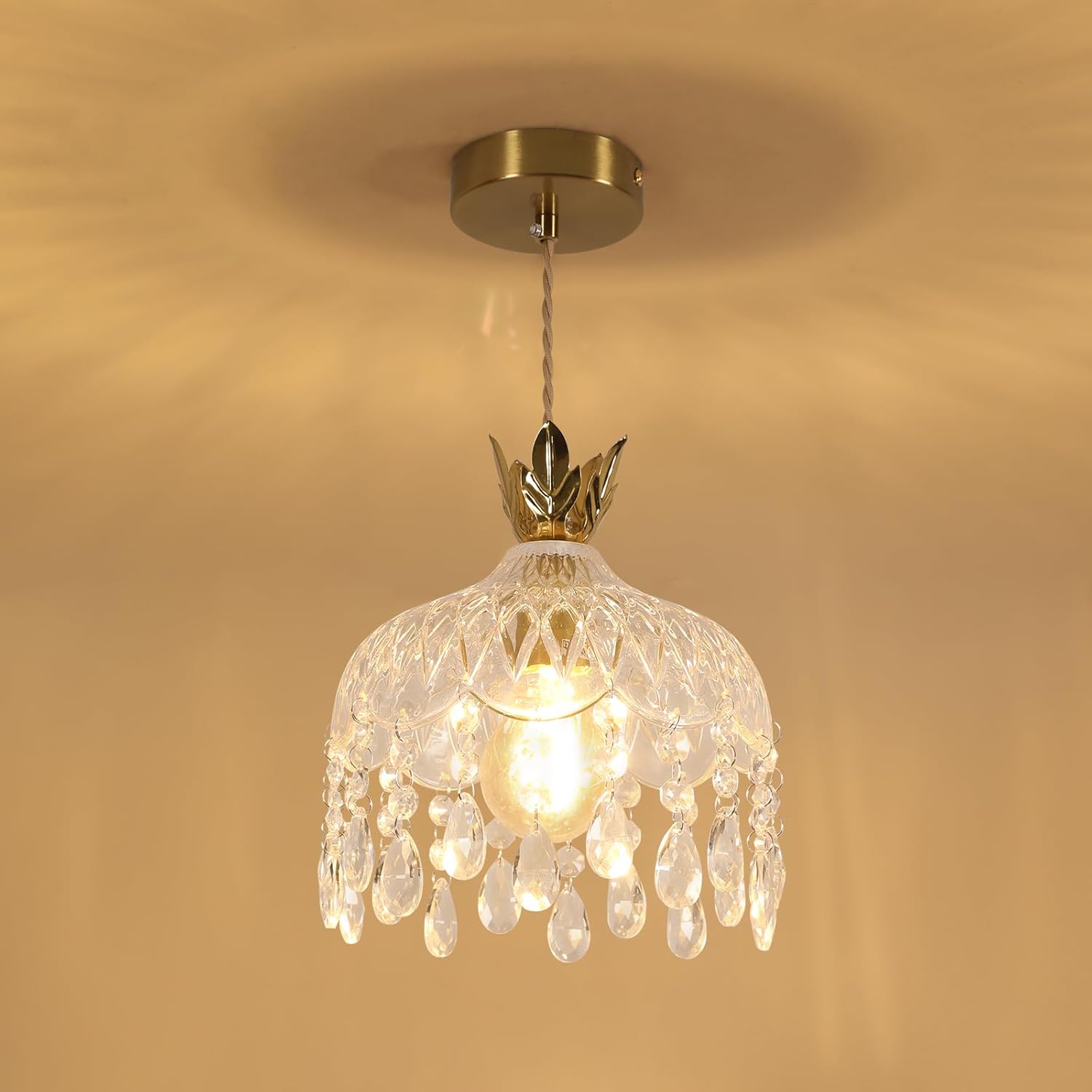 Chandeliers - Gold Glass Frame, Warm Light