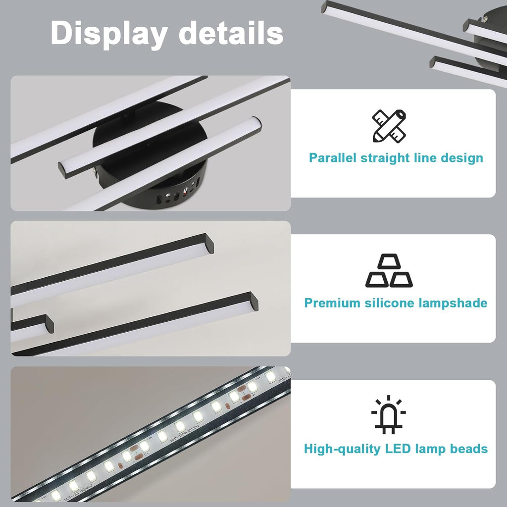 Ceiling Light - Black Aluminium Frame, White Light