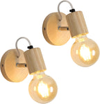 Comely Applique Murale Bois Naturel – Lot de 2, Douille E27, Design Scandinave Minimaliste, Applique Murale Intérieure pour Chambre Couloir Salon (Sans Ampoule)
