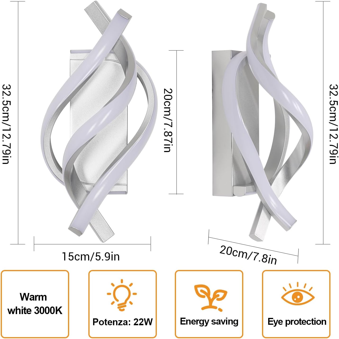 Wall Light - White Aluminium Frame, Natural Light