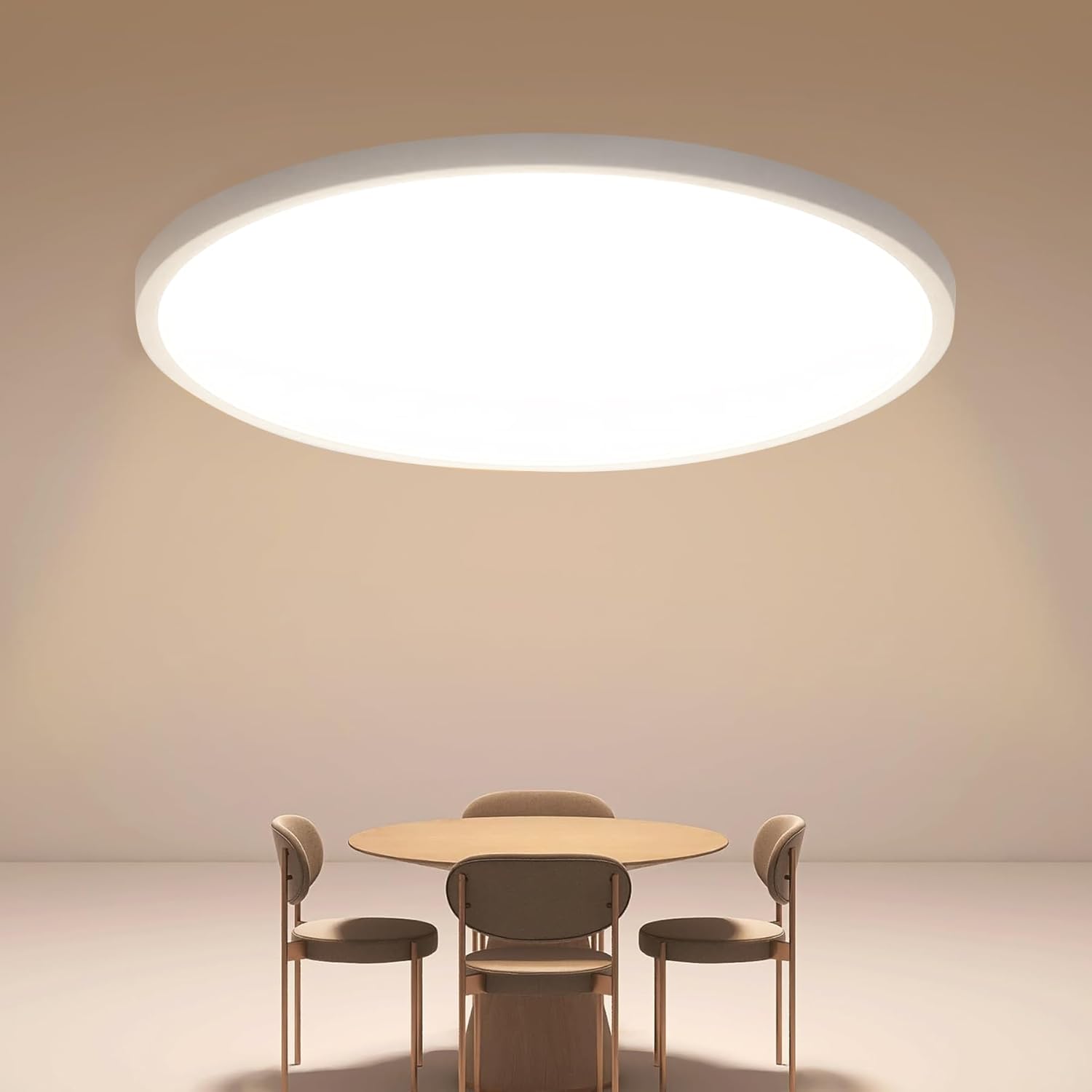 Ceiling Light - White Plastic Frame, Warm Light