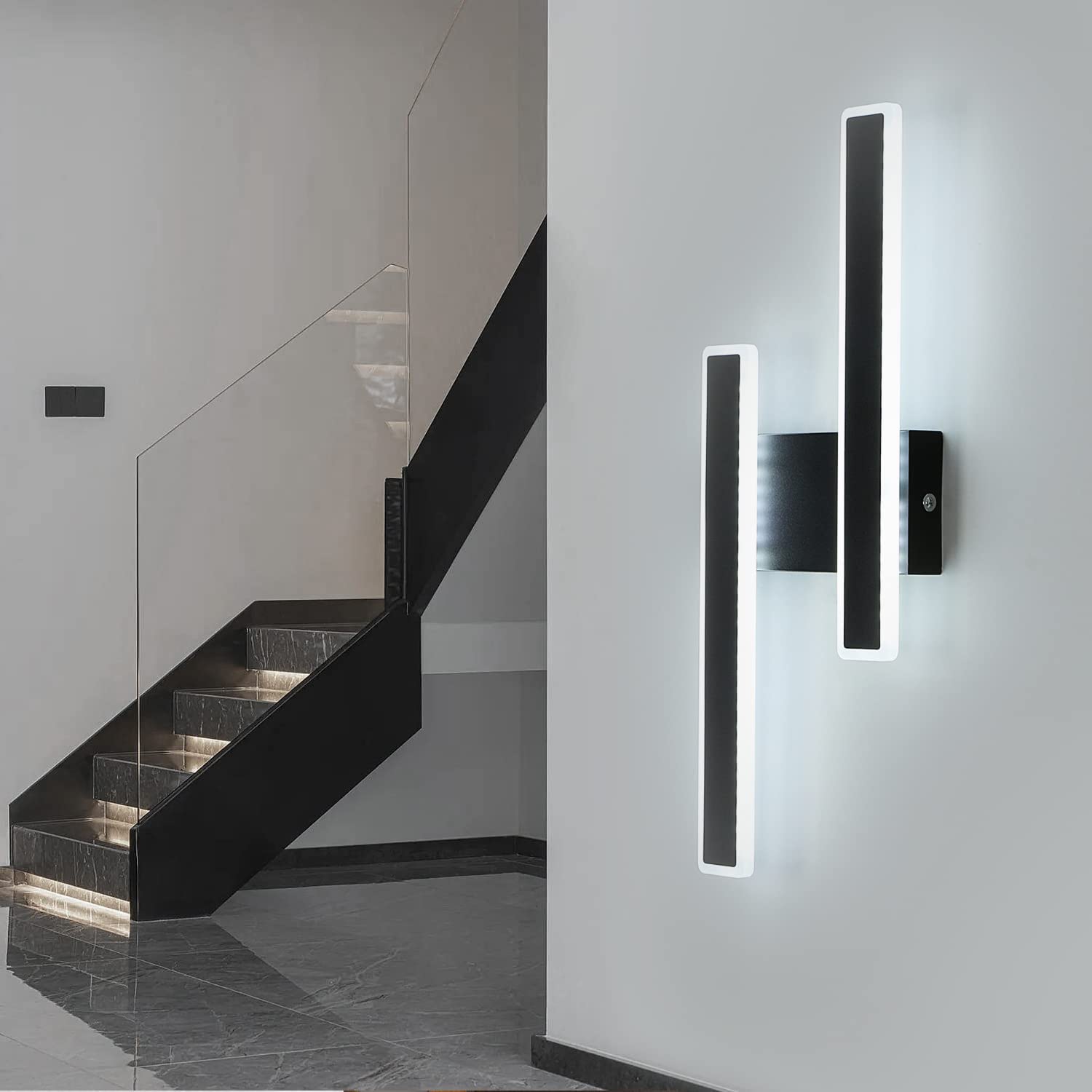 Lampada da parete - Cornice in acrilico nero, sintonizzabile