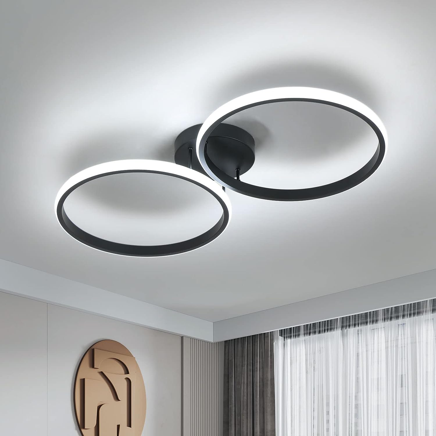 Ceiling Light - Black Aluminium Frame, White Light