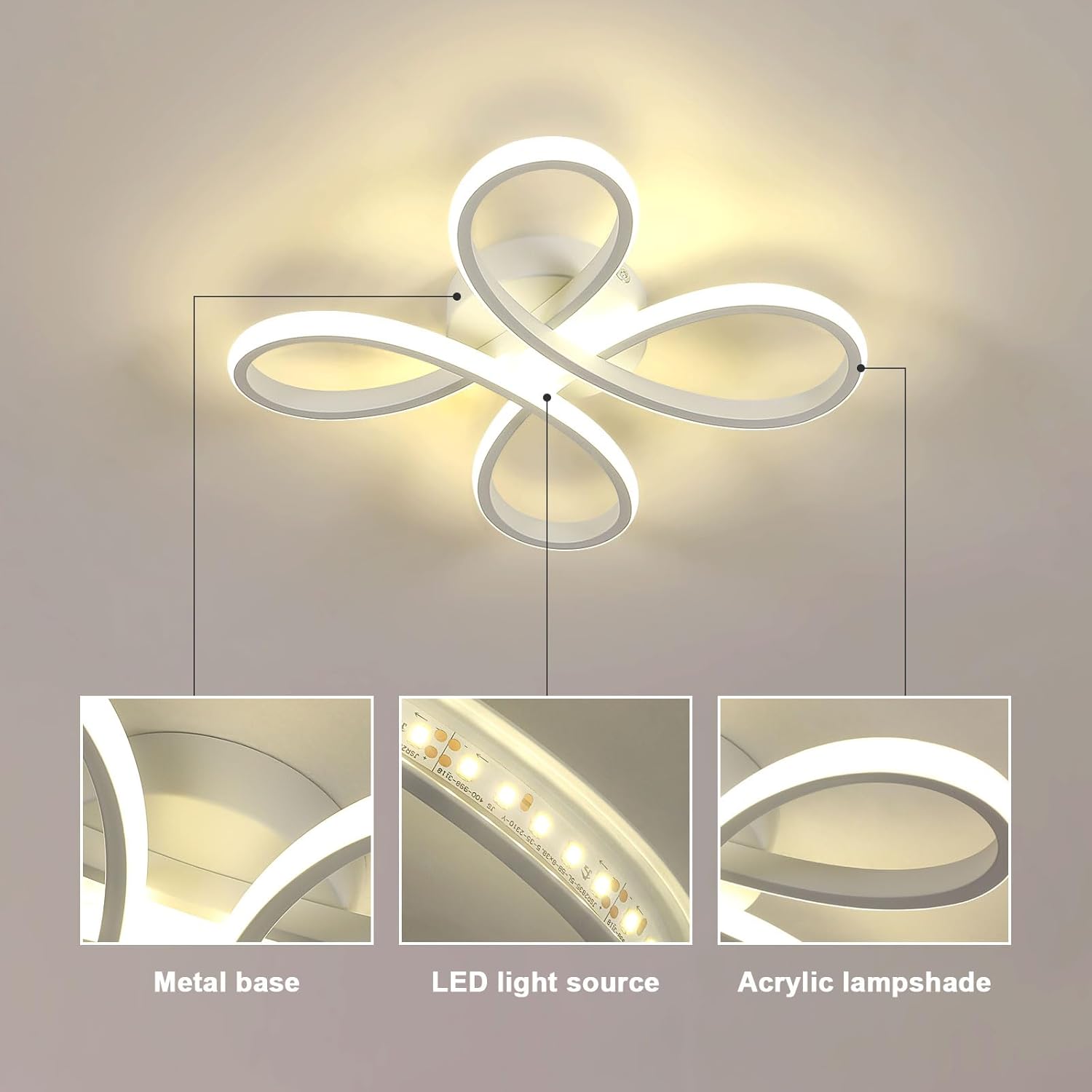 Ceiling Light - White Aluminium Frame, Natural Light
