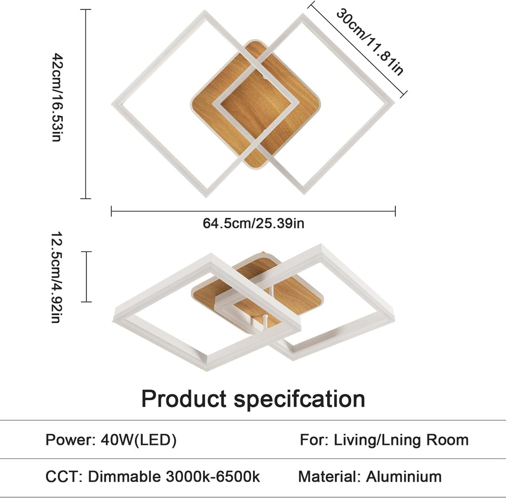 Ceiling Light - Wood Acrylic Frame, Tunable and Dimmable