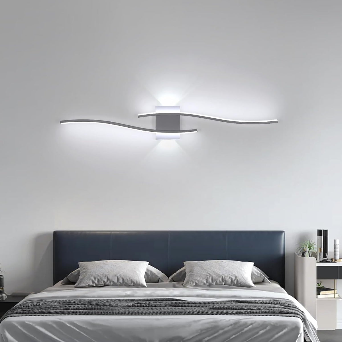 Comely Wandleuchte Innen, 27W 3000LM Moderne Wandlampe Innen, Wei? Wandleuchte LED f¨¹r Schlafzimmer, Arbeitszimmer, Wohnzimmer