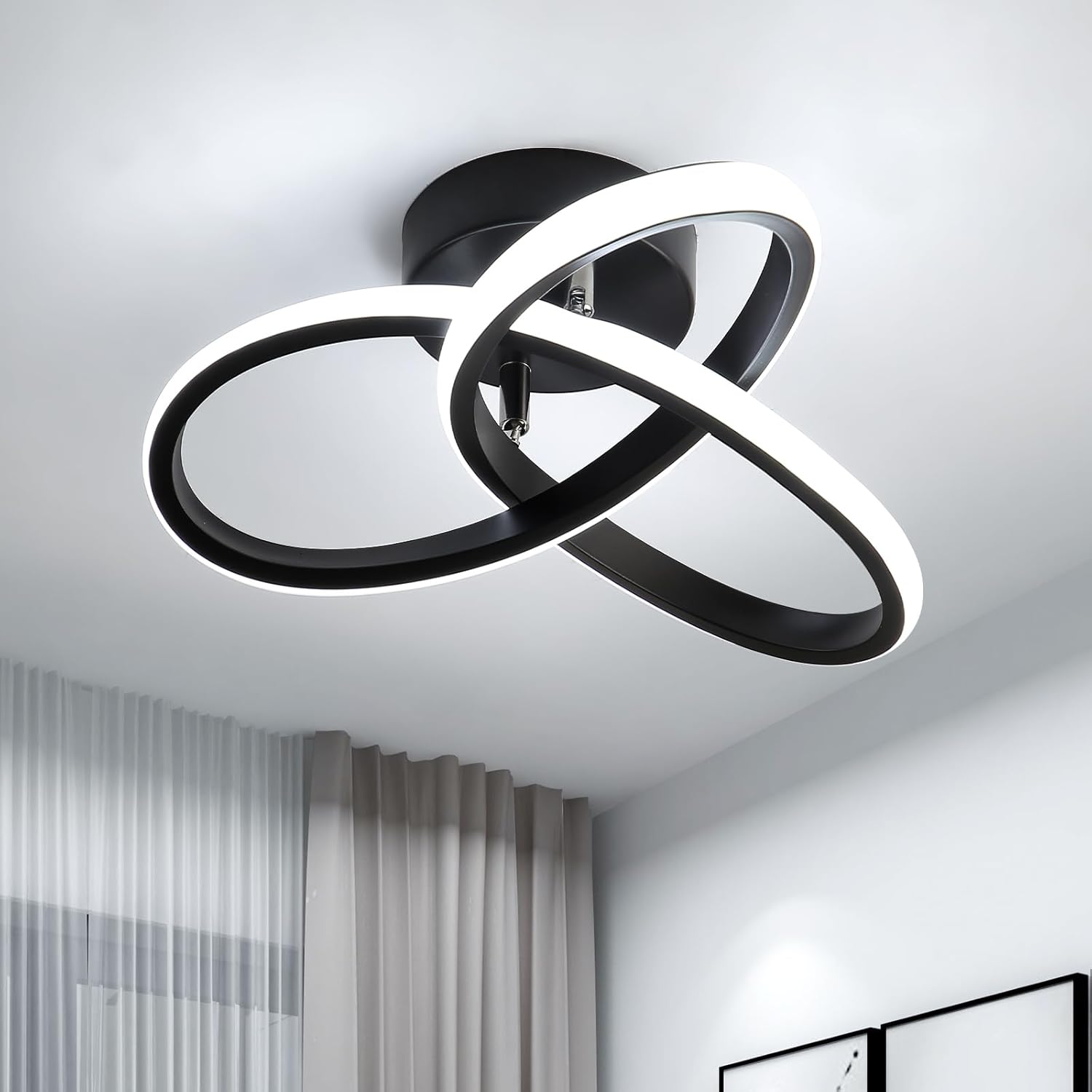 Ceiling Light - Black Aluminium Frame, White Light
