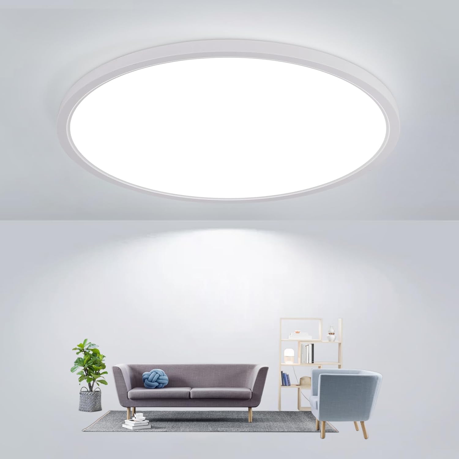 Comely Plafonnier LED Extra-Plat 30cm, Blanc 6500K 24W IP44, Pour Salle de Bain Humide/Balcon/Garage