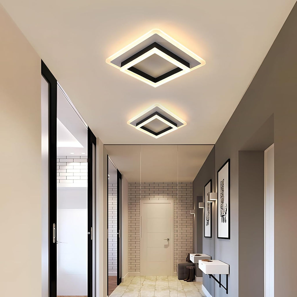 Ceiling Light - Black & White Acrylic Frame, Warm Light