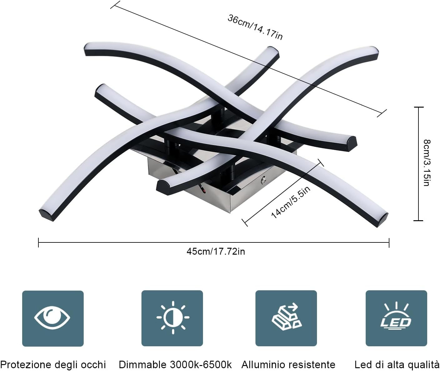 Ceiling Light - Black Aluminium Frame, Tunable and Dimmable