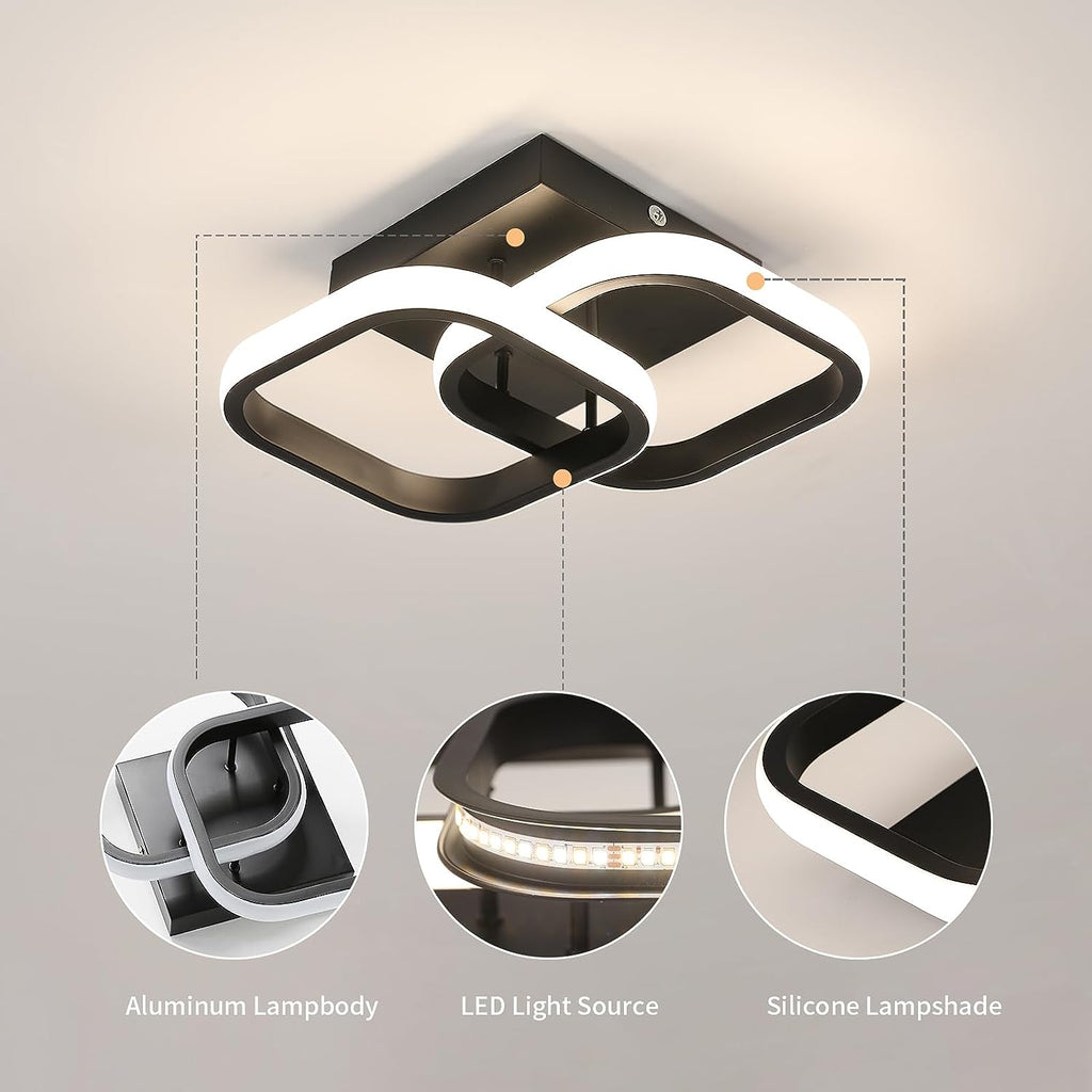 Ceiling Light - Black Aluminium Frame, Natural Light
